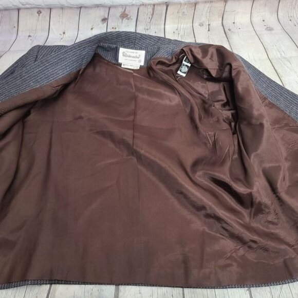 Vintage Striped Blue Wool Tailored Blazer ILGWU Made in USA - Picture 5 of 15